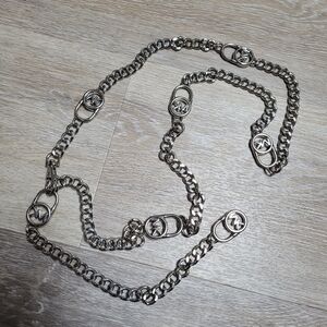 Real Michael Kors Silver Logo Chain Belt Accessory